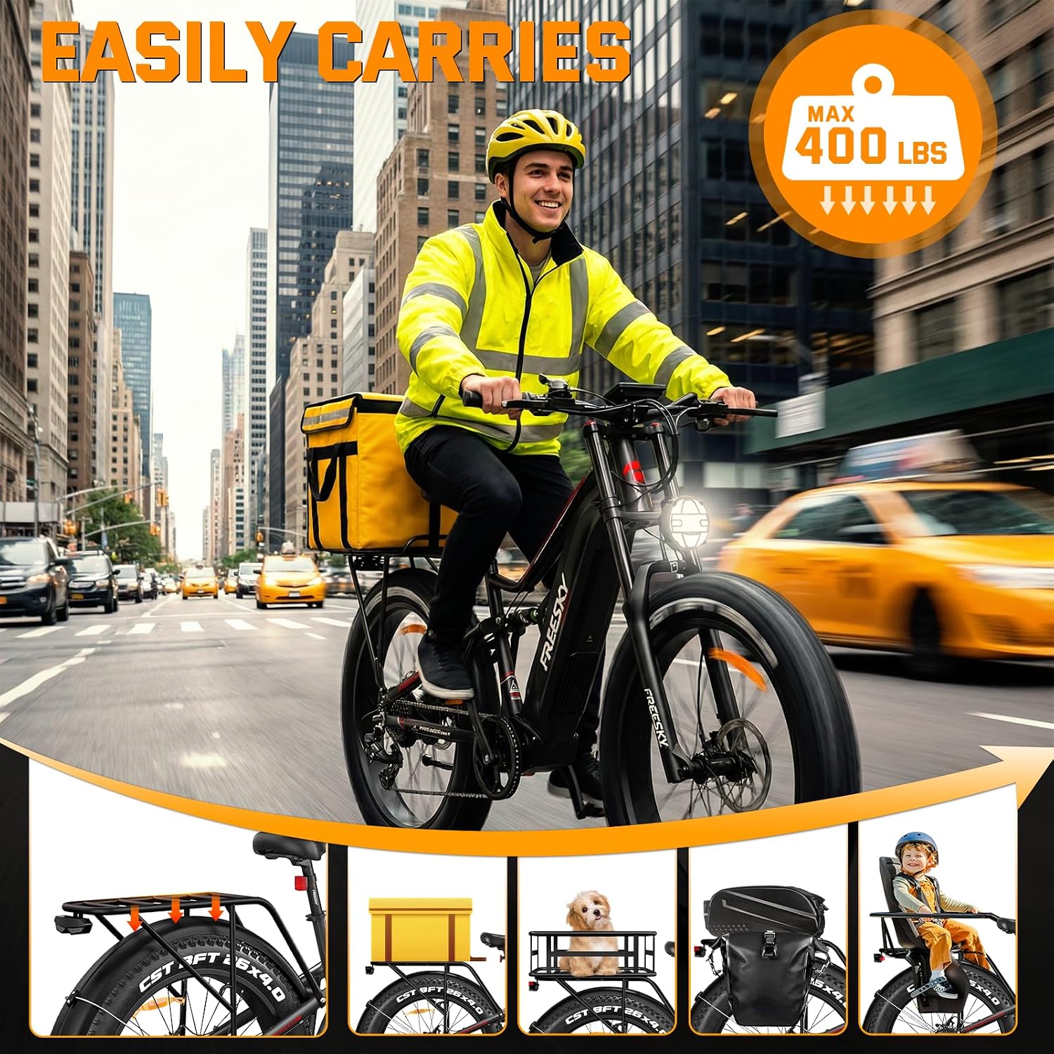 FREESKY 3500W BAFANG Motor Electric Bike for Adults, 48V 35Ah Samsung Cells Battery Ebike 140 Miles, 38+MPH, 26' Fat Tire Dirt All-Terrain Mountain E Bike, Full Suspension, UL 2849 Certified by TÜV