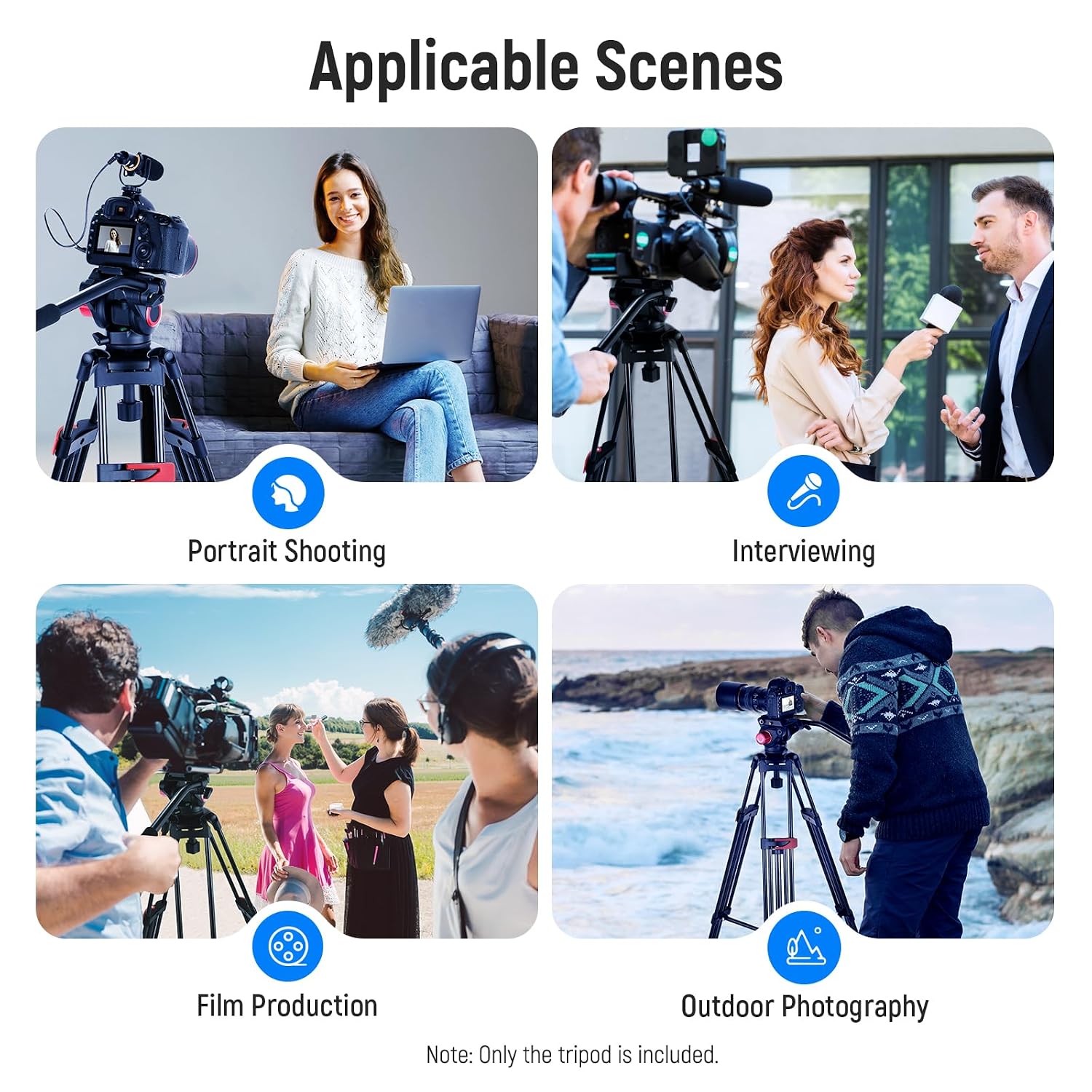 NEEWER 79'/200cm Video Tripod, Heavy Duty Aluminum Alloy Camera Tripod Stand with 360° Fluid Drag Head, QR Plate Compatible with Canon Nikon Sony and Other DSLR Camera Camcorder, Load Up to 17.6lb/8kg
