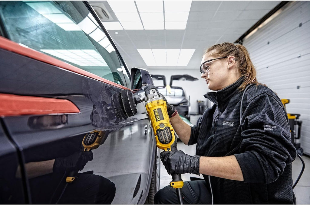 DEWALT Buffer Polisher, 7-in-9-in, 12 amp, Variable Speed Dial 0-3,500 RPM's, Soft Start Corded Car Buffer (DWP849X)