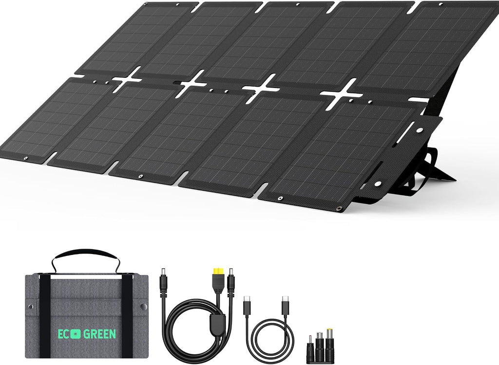 Portable Solar Panel 100W, Monocrystalline 24.8% High Efficiency Foldable Solar Panel, Panel Solar Kit IP65 Waterproof for Camping RV Backpacking Outdoor Use