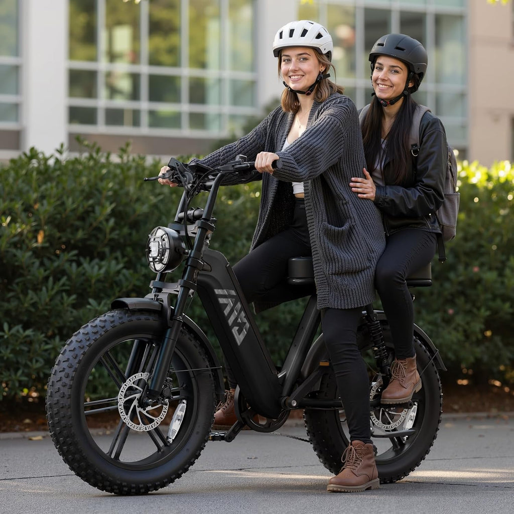 TST Electric Bike for Adults, 1500W Peak Motor 60 Miles Fat Tire Ebike with 48V 15Ah Removable Battery 20' Fat Tire Electric Bike, Full Suspension and 7-Speed