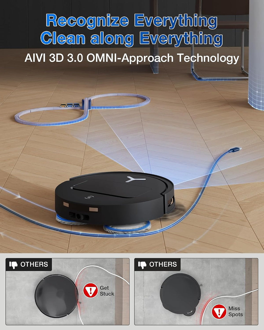 ECOVACS DEEBOT T50 PRO Omni Robot Vacuum and Mop, 3.19' Ultra-Slim, 15,000Pa Suction, ZeroTangle 2.0, TruEdge Edge Cleaning, AIVI 3D Obstacle Avoidance, Auto Mop Wash & Dry, Self-Emptying