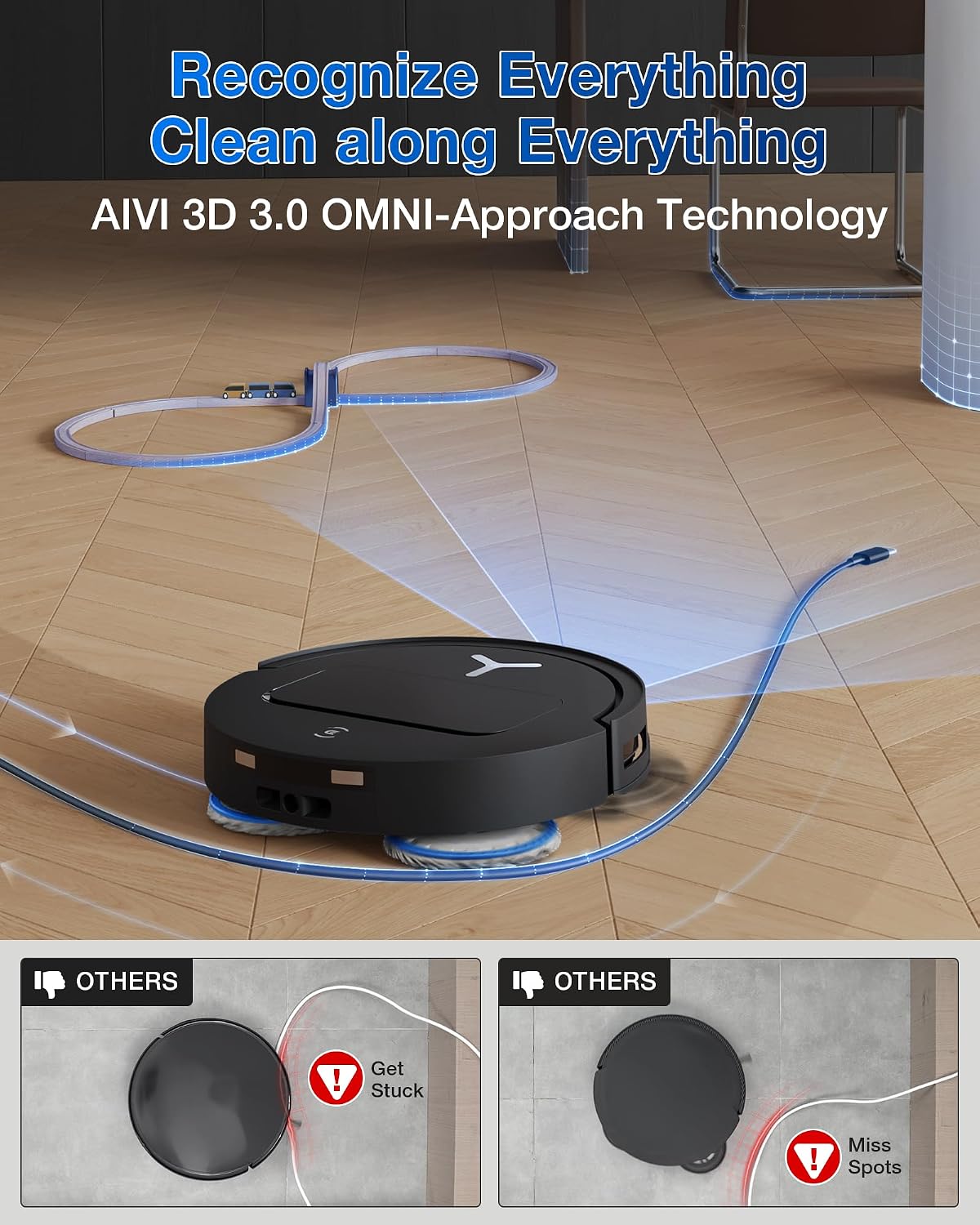 ECOVACS DEEBOT T50 PRO Omni Robot Vacuum and Mop, 3.19' Ultra-Slim, 15,000Pa Suction, ZeroTangle 2.0, TruEdge Edge Cleaning, AIVI 3D Obstacle Avoidance, Auto Mop Wash & Dry, Self-Emptying