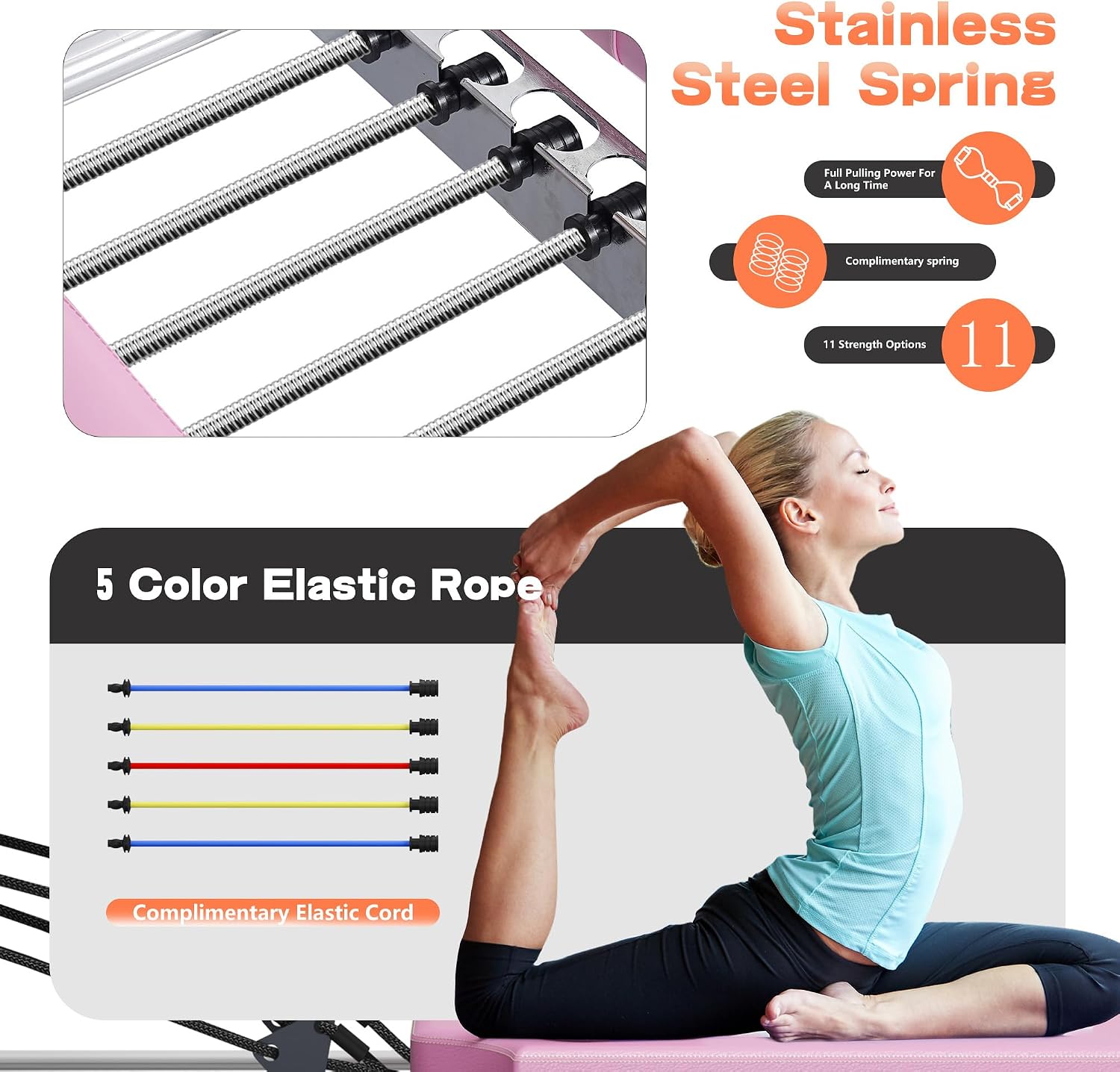 sogesfurniture Foldable Pilates Reformer for Home Gym, Pilates Machine with Dual Resistance Suitable for Advanced and Beginners, Adjustable Pilates Fitness Workout Equipment for Full Body Training