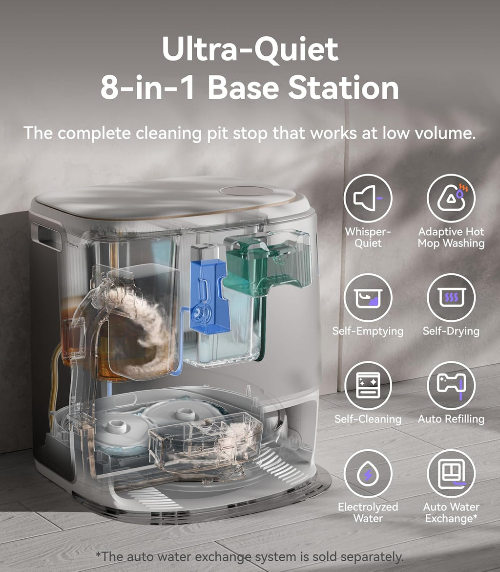 NARWAL Freo Z Ultra Robot Vacuum and Mop Combo, Dual RGB Cameras and Chips, AI Avoidance, 12000Pa Suction, Real-Time Decisions, Adaptive Hot-Water Self Wash & Self Emptying,Quiet, White (Renewed)