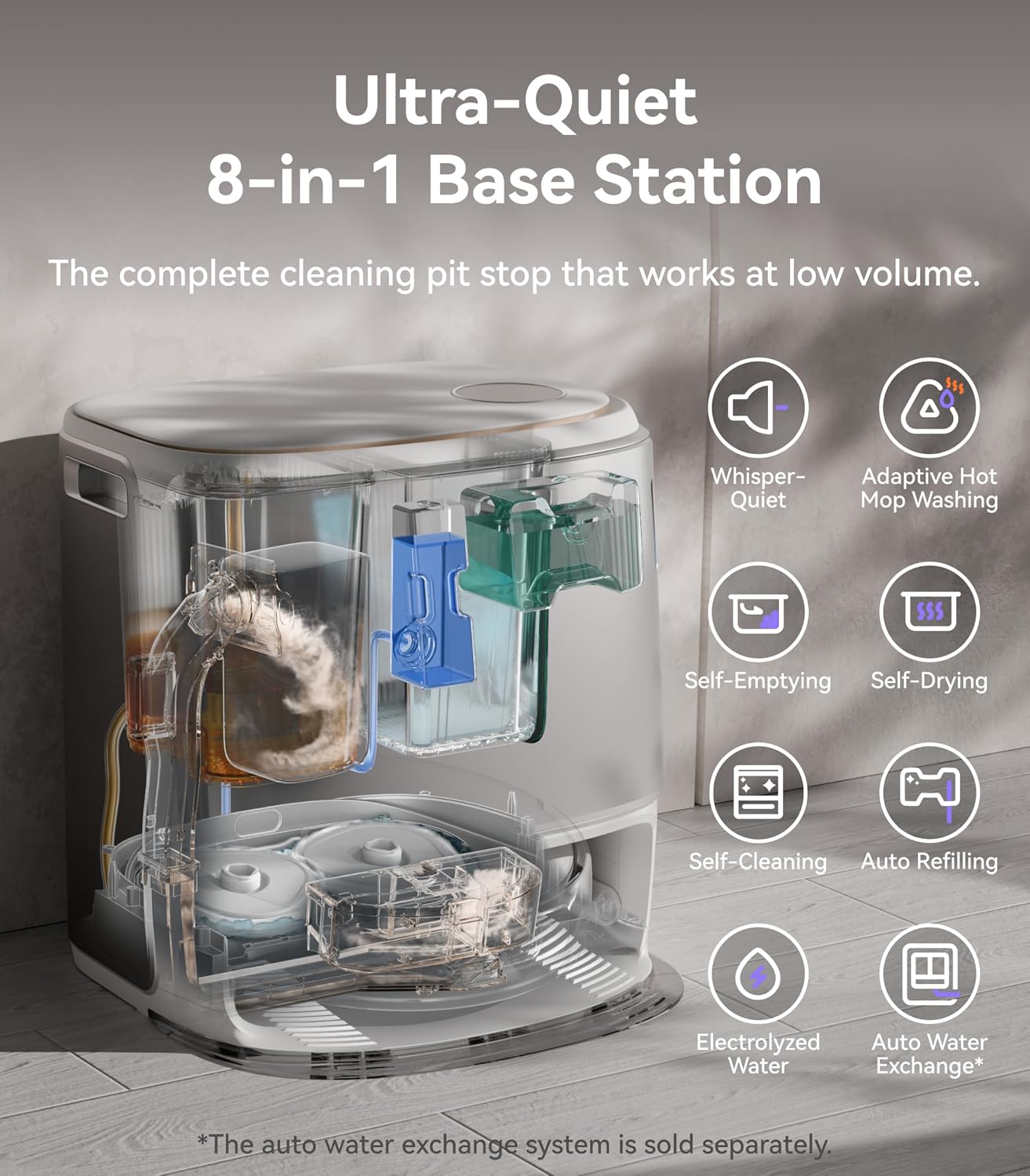 NARWAL Freo Z Ultra Robot Vacuum and Mop Combo, Dual RGB Cameras and Chips, AI Avoidance, 12000Pa Suction, Real-Time Decisions, Adaptive Hot-Water Self Wash & Self Emptying,Quiet, White (Renewed)
