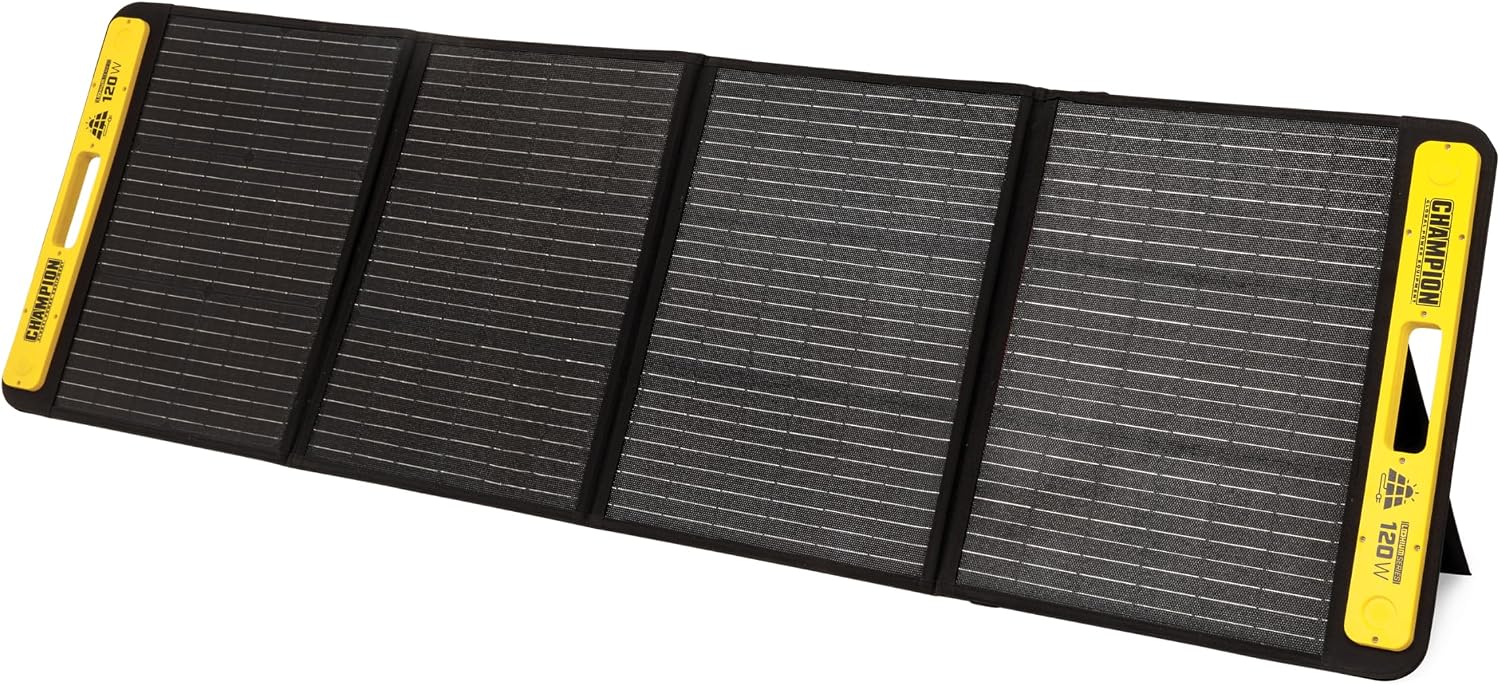 Champion Power Equipment 201246 120-Watt Portable Foldable Solar Panels with Extension Cable and Kickstand