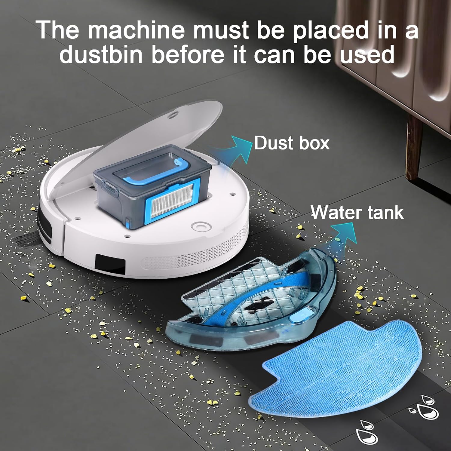 Robot Vacuum and Mop Combo,4500Pa Strong Suction,Anti-Tangle Brushless Inlet 2 in 1 Super Thin Robotic Vacuum with App/Remote/Voice Control, Self-Charging,for Pet Hair, Hard Floor, Low-Pile Carpet-W