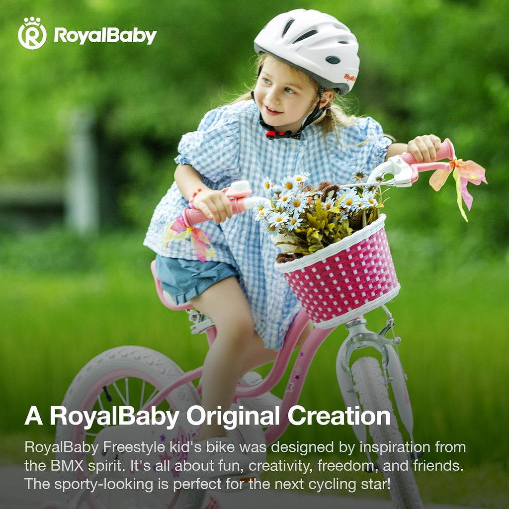 RoyalBaby Girls Bike with Training Wheels, Stargirl Kids Bicycle 12 Inch Toddlers to Big Kids 3-4 Years, Star Pink