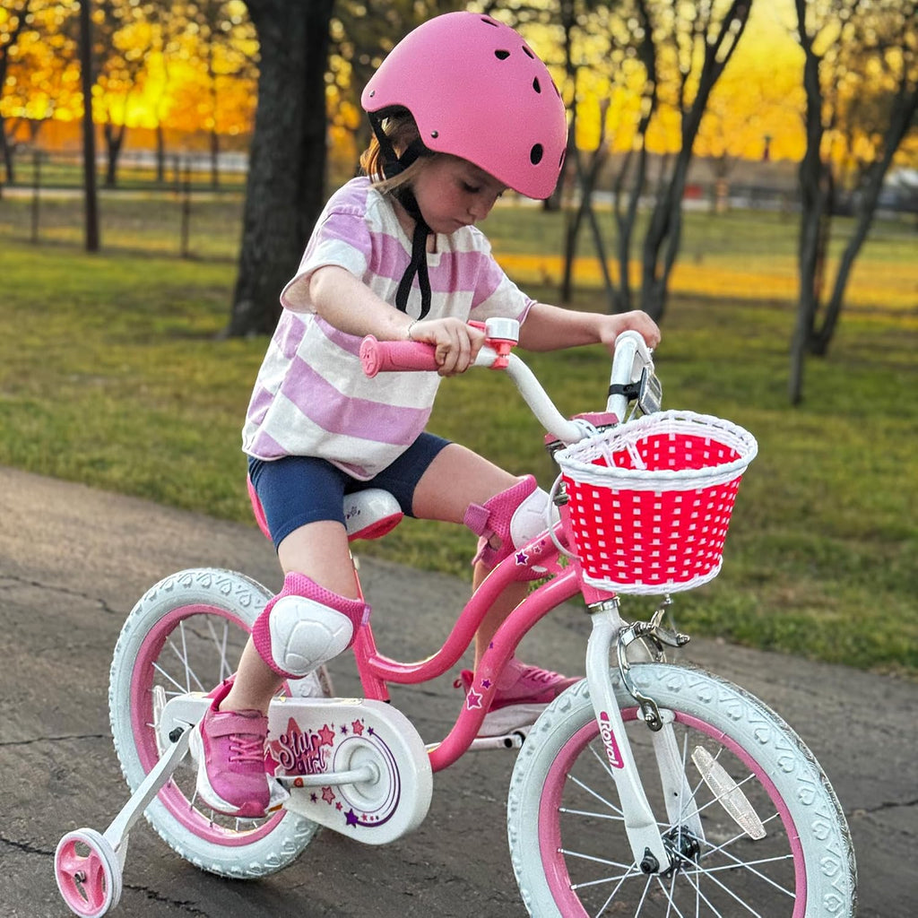 RoyalBaby Girls Bike with Training Wheels, Stargirl Kids Bicycle 12 Inch Toddlers to Big Kids 3-4 Years, Coral Red