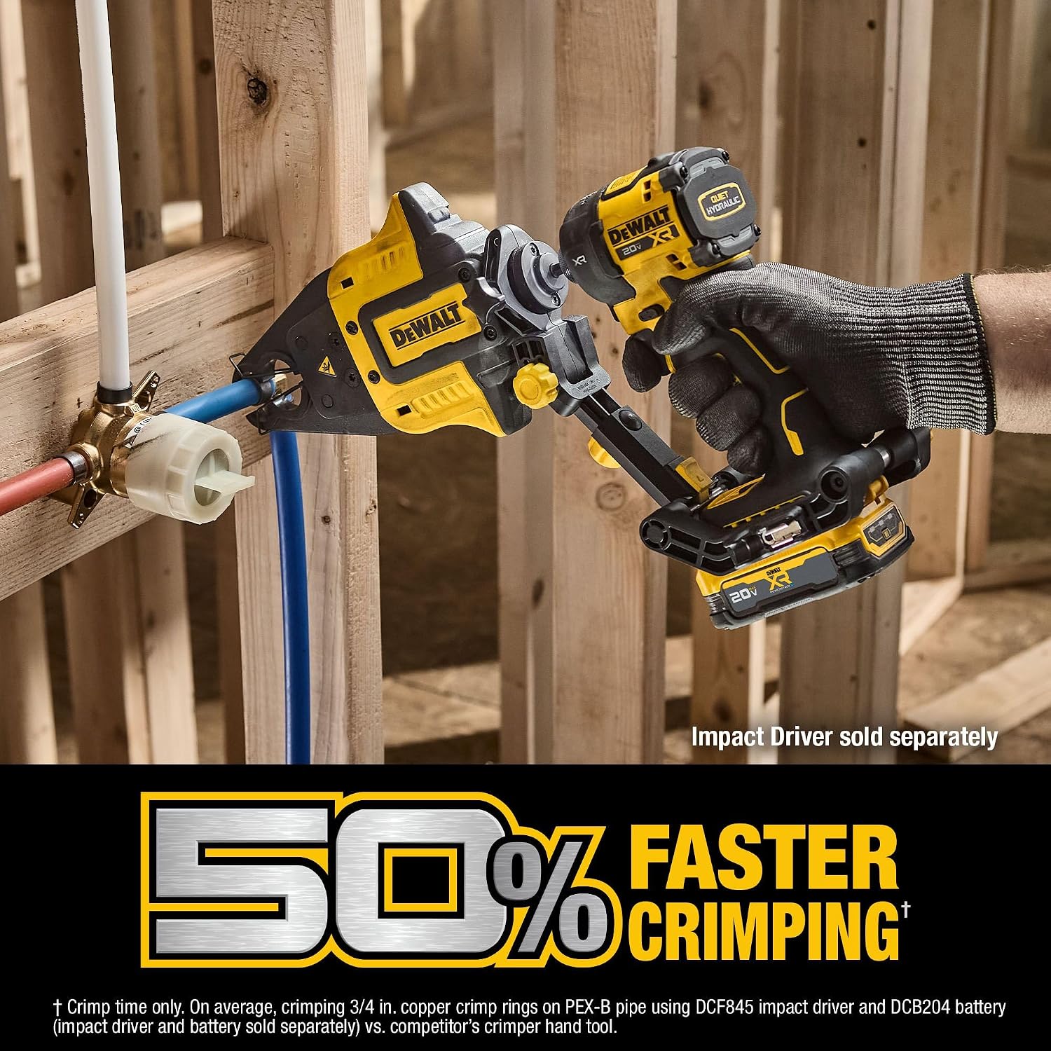 DEWALT IMPACT CONNECT PEX Crimp Ring Attachment for Impact Driver, Plumbing Tool (DWAPXCIR)