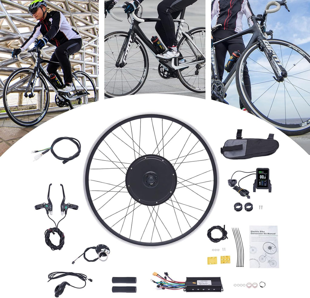 Electric Bike Conversion Kit, 48V 1000W 700C 28'/ 29' Front/Rear Wheel Electric Bicycle Hub Kit Dual Mode Controller w/LCD Display & PAS, 5-Speed Adjustment E-Bike Conversion Kit