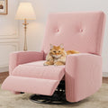 IDEALHOUSE Recliner Chair, 360° Swivel Rocking Glider Chair for Adults with Adjustable Backrest & Footrest, Cozy Corduroy Upholstered Armchair for Living Rooms, Bedrooms, Apartments, Pink