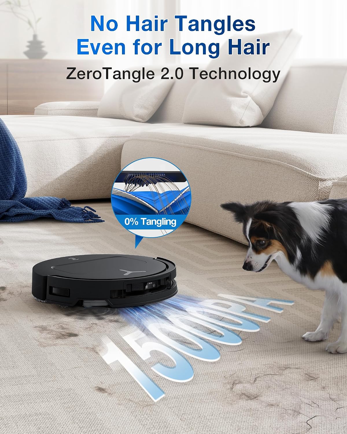 ECOVACS DEEBOT T50 Omni Robot Vacuum and Mop, 3.19' Ultra-Slim, 15,000Pa Suction, ZeroTangle 2.0, TruEdge Edge Cleaning, AIVI 3D Obstacle Avoidance, Auto Mop Wash & Dry, Self-Emptying