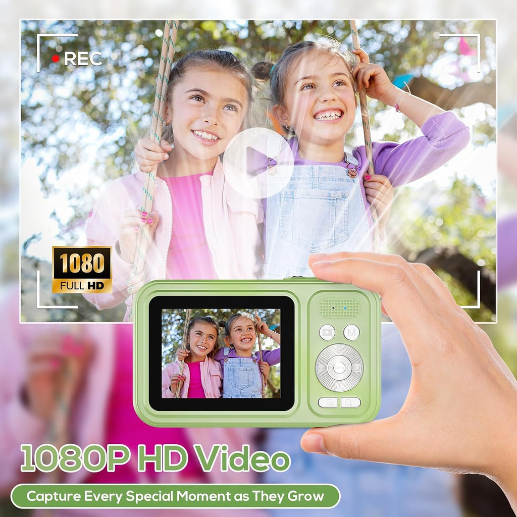 Digital Camera for Kids, WITYEAH 48MP FHD 1080P Point and Shoot Digital Cameras with 16X Zoom Anti-Shake, Compact Portable Cameras for Photography, for Boys Girls Teens Beginners,Green
