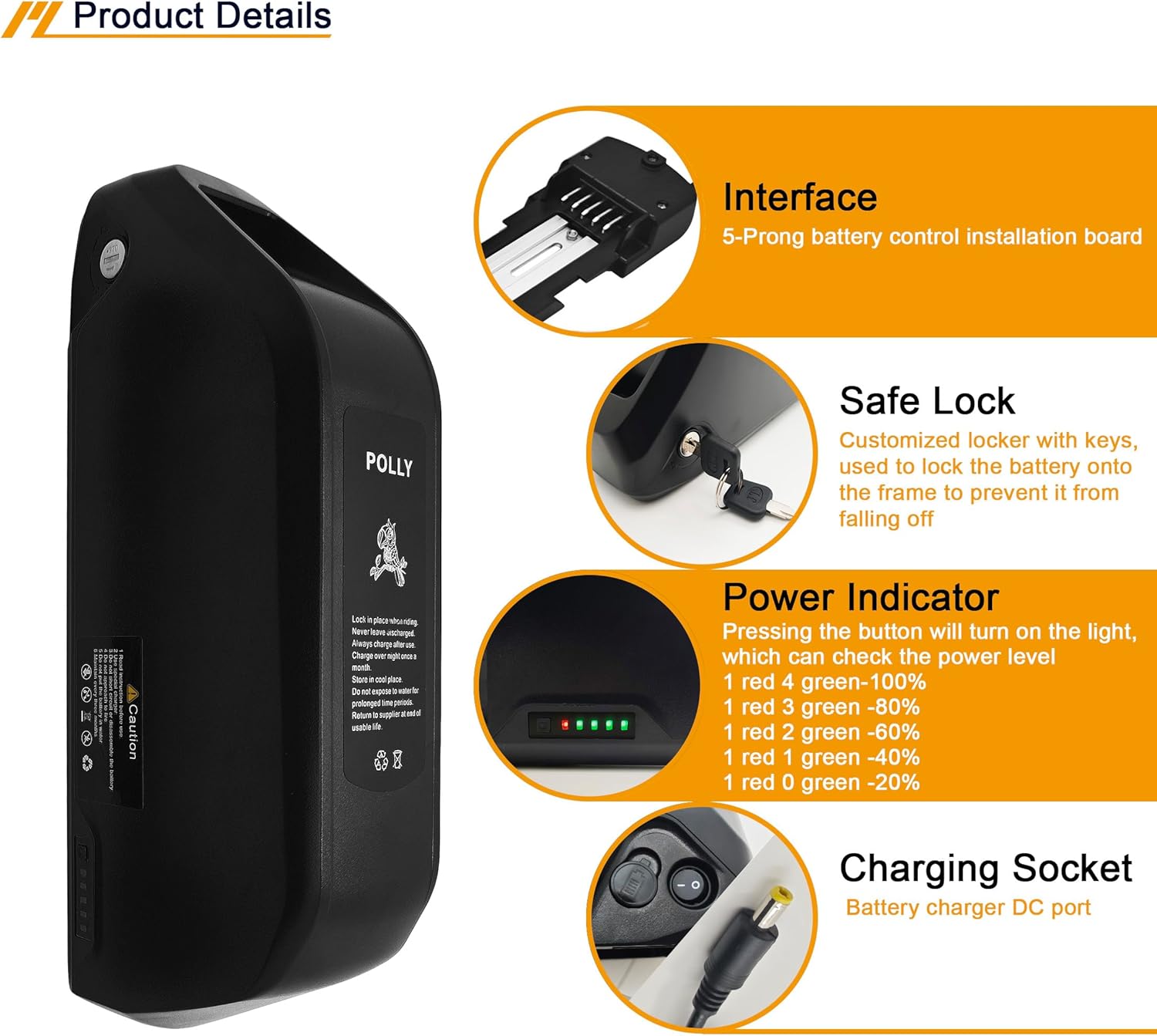 22.4AH Electric Bike Lithium Battery, Removable Ebike Battery with 3A Charger 48V Electric Bicycle Battery Pack with Waterproof Holder for 250W-2000W Motors