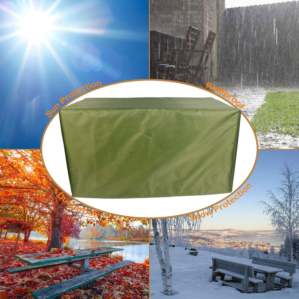 YSUEFIJO Patio Furniture Cover Rectangle 118x118x39in Garden Furniture Covers Waterproof Square Anti-UV Heavy Duty Durable 420D Oxford Fabric with Storage Bag Grass Green