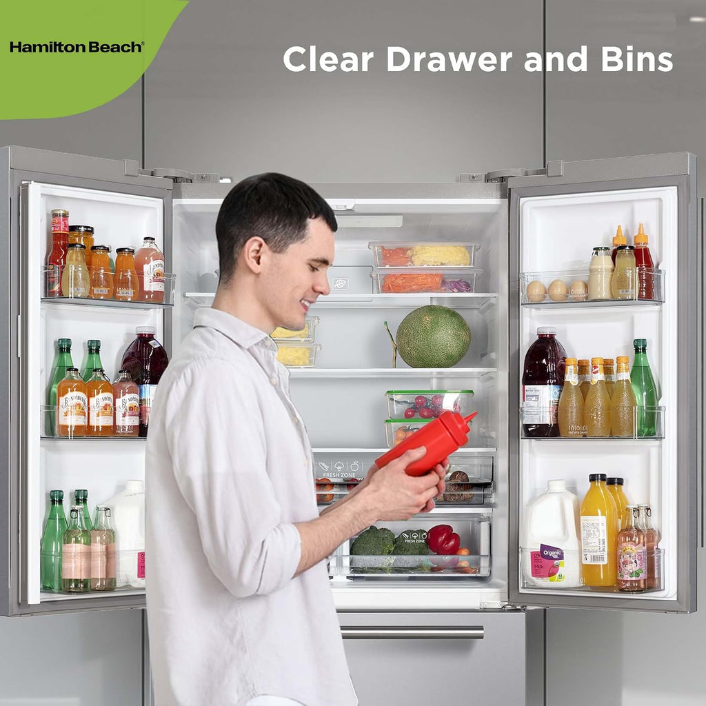 Hamilton Beach HBF2067 French Door Full Size Refrigerator with Freezer Drawer, 20.3 cu ft, Stainless Steel
