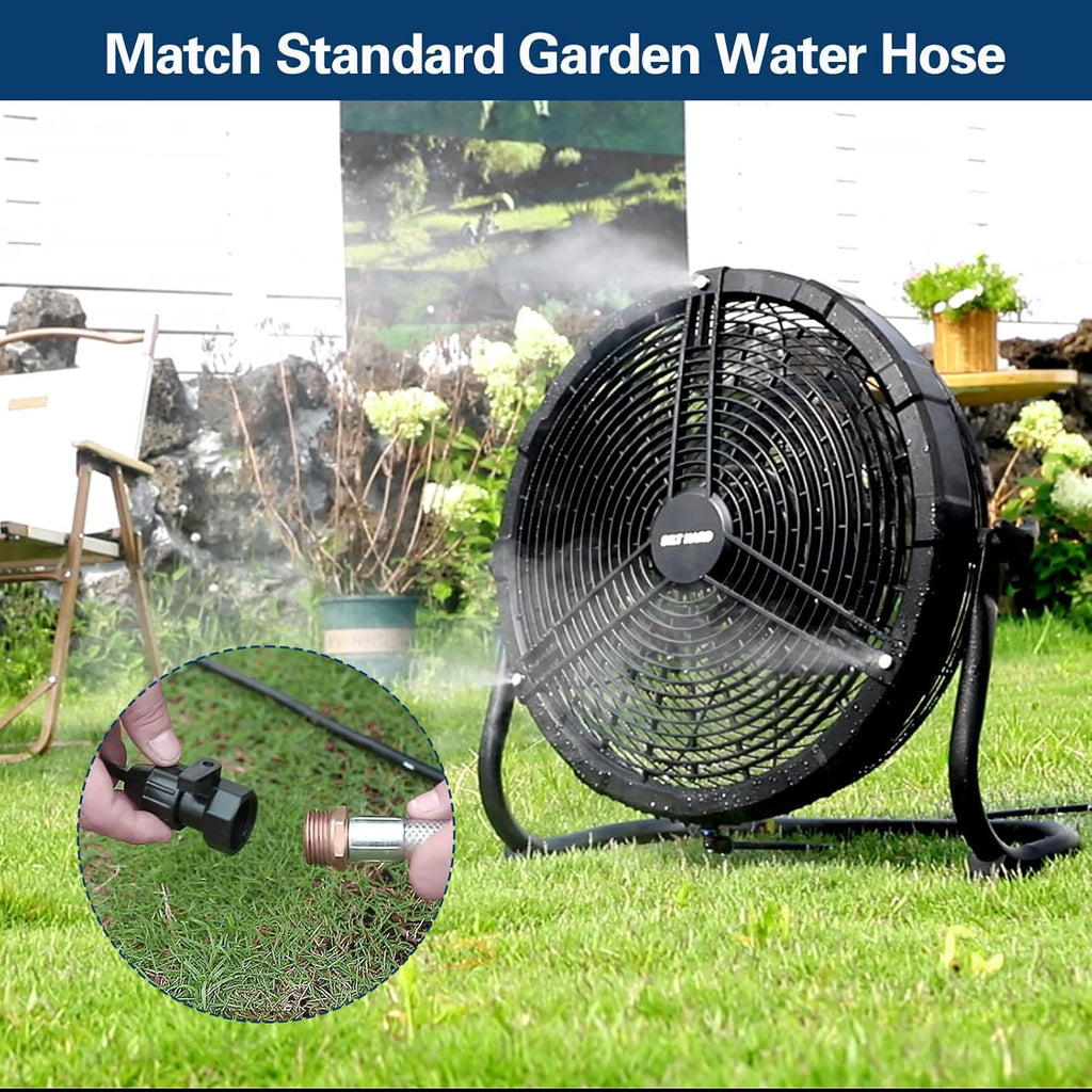 BILT HARD 12' Outdoor Portable Misting Fan, Battery Operated Misting Fan with 15600mAh Detachable Battery & Misting Function, Rechargeable Floor Fan for Outside, Patio