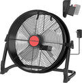 16' Battery Operated Floor Fan Compatible with Milwaukee M18 18V Battery, Portable Fan with AC Adapter and USB Output, Metal Industrial High Velocity, Stepless Speed Cordless Fan for Jobsite Garage
