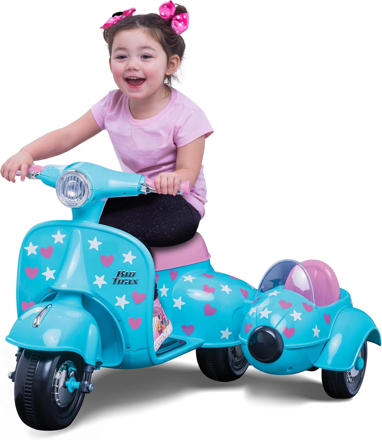 Kid Trax 6V Starlight Scooter with Sidecar for Kids, Ages 18-30 Months, Maximum Rider Weight: 44 lbs.