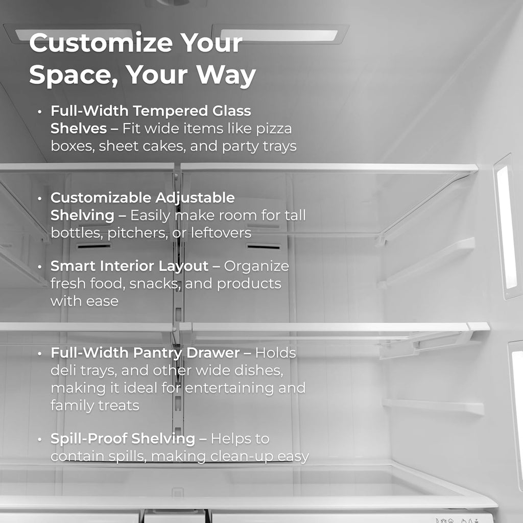 Kenmore 36' French Door Refrigerator with Freezer - Accela Chill, Adjustable Shelving, Dual Evaporator, ENERGY STAR Certified, 28.6 cu. ft. Capacity - Fingerprint Resistant Stainless Steel