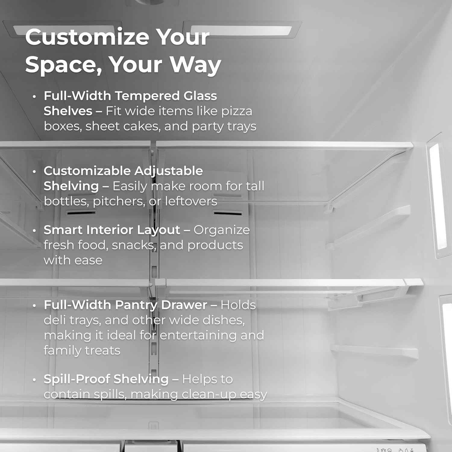 Kenmore 36' French Door Refrigerator with Freezer - Accela Chill, Adjustable Shelving, Dual Evaporator, ENERGY STAR Certified, 28.6 cu. ft. Capacity - Fingerprint Resistant Stainless Steel