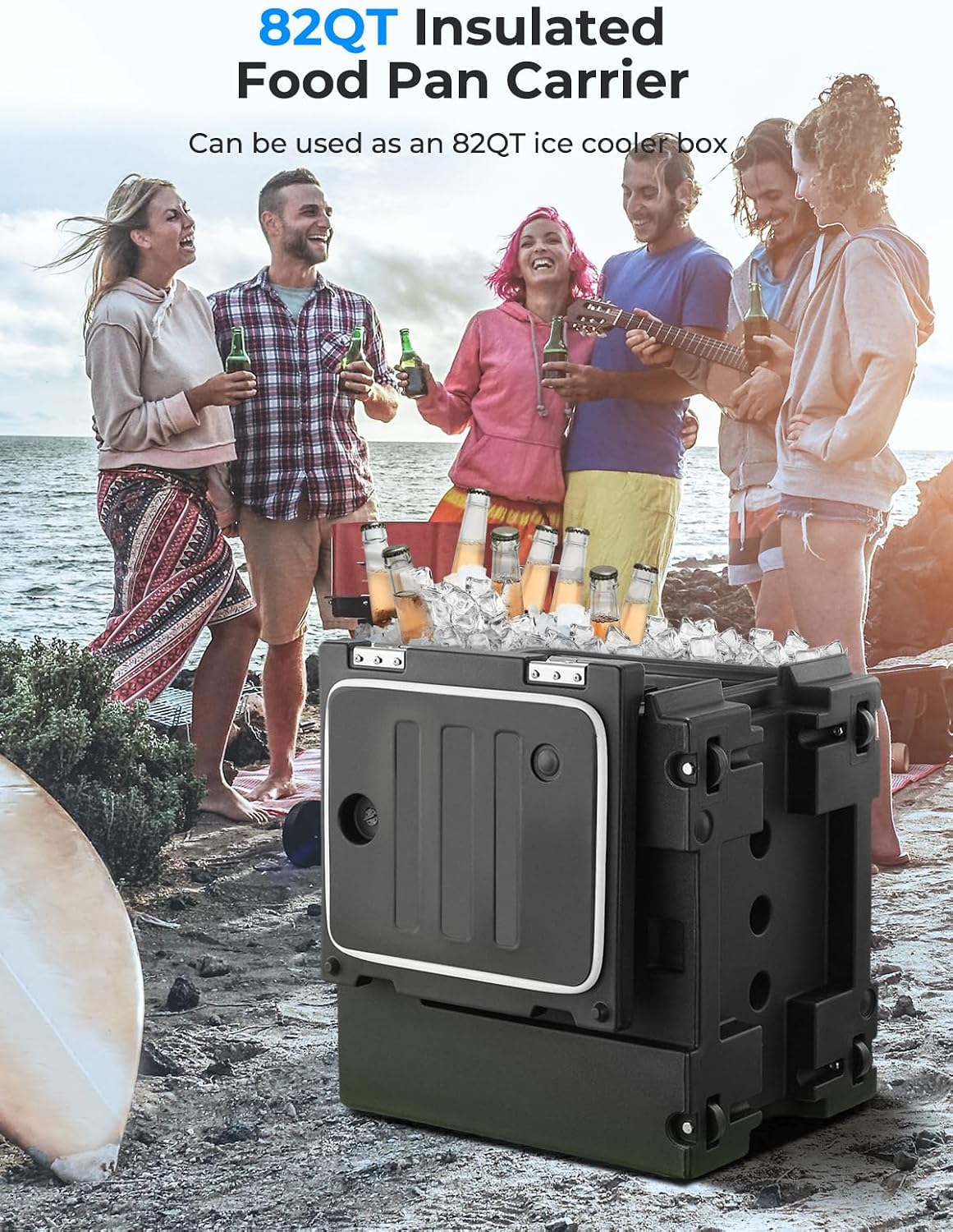 Food Warmer w/Wheels, 82Qt Hot Boxes for Catering, LLDPE Insulated Food Pan Carrier w/Handles, Stackable, Pans (NOT Included), Catering Food Warmers for Parties, Restaurant, Camping