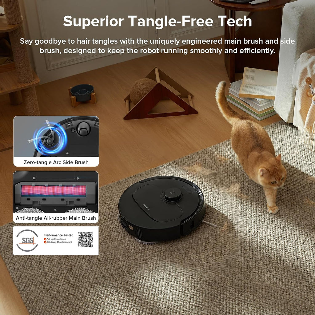 roborock Qrevo Series Robot Vacuum and Mop, 8000Pa Suction, Upgraded from Qrevo S, Anti-Tangle Brushes, Smart Obstacle Avoidance, Auto Mop Washing, All-in-One Dock, 200RPM Spinning Mops, Black(QV 35A)