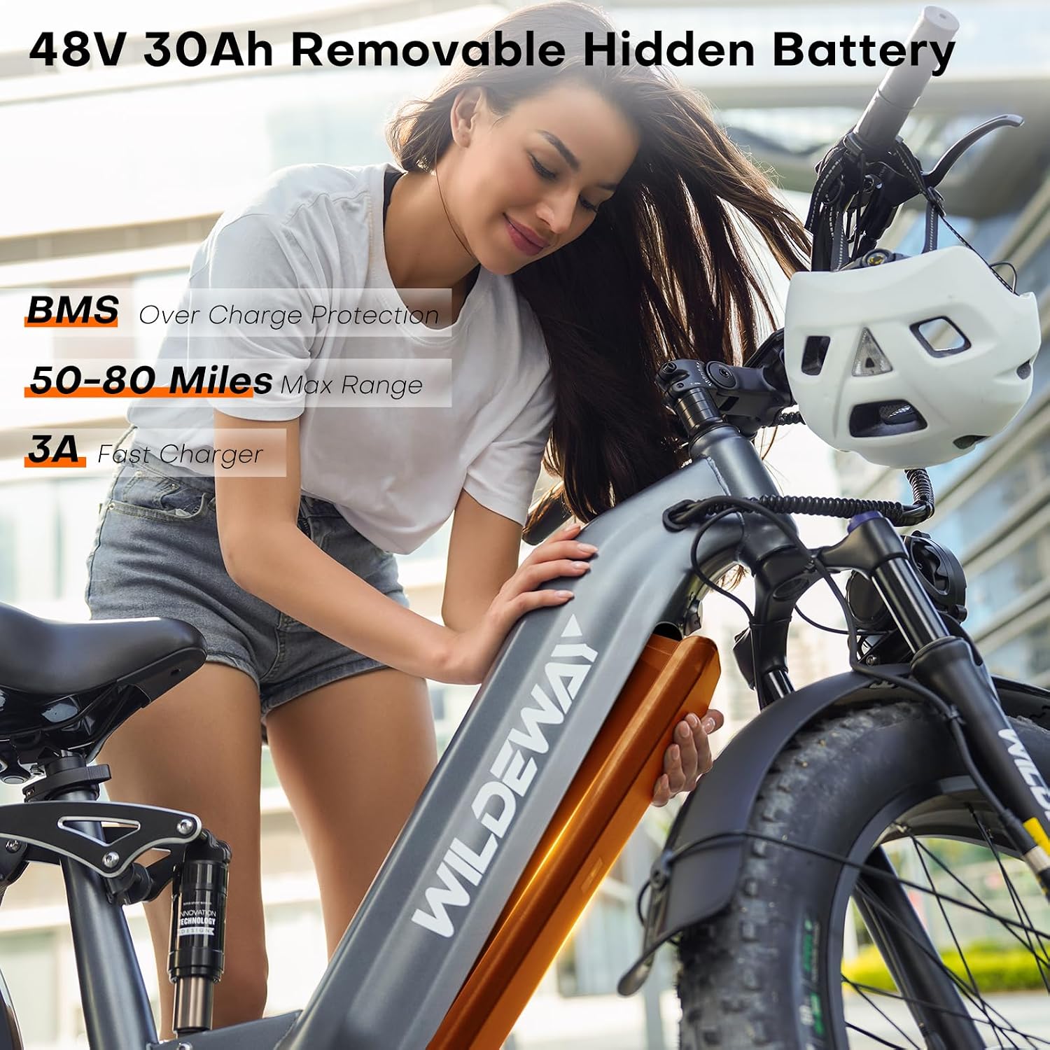 Wildeway 2600W Dual Motor Electric Bike for Adults 48V 30AH Removable Battery 32MPH 26' Terrain Fat Tire 80 Miles Long Rang Mountain Bike Full Suspension with Hydraulic Disc Brake Bicycle
