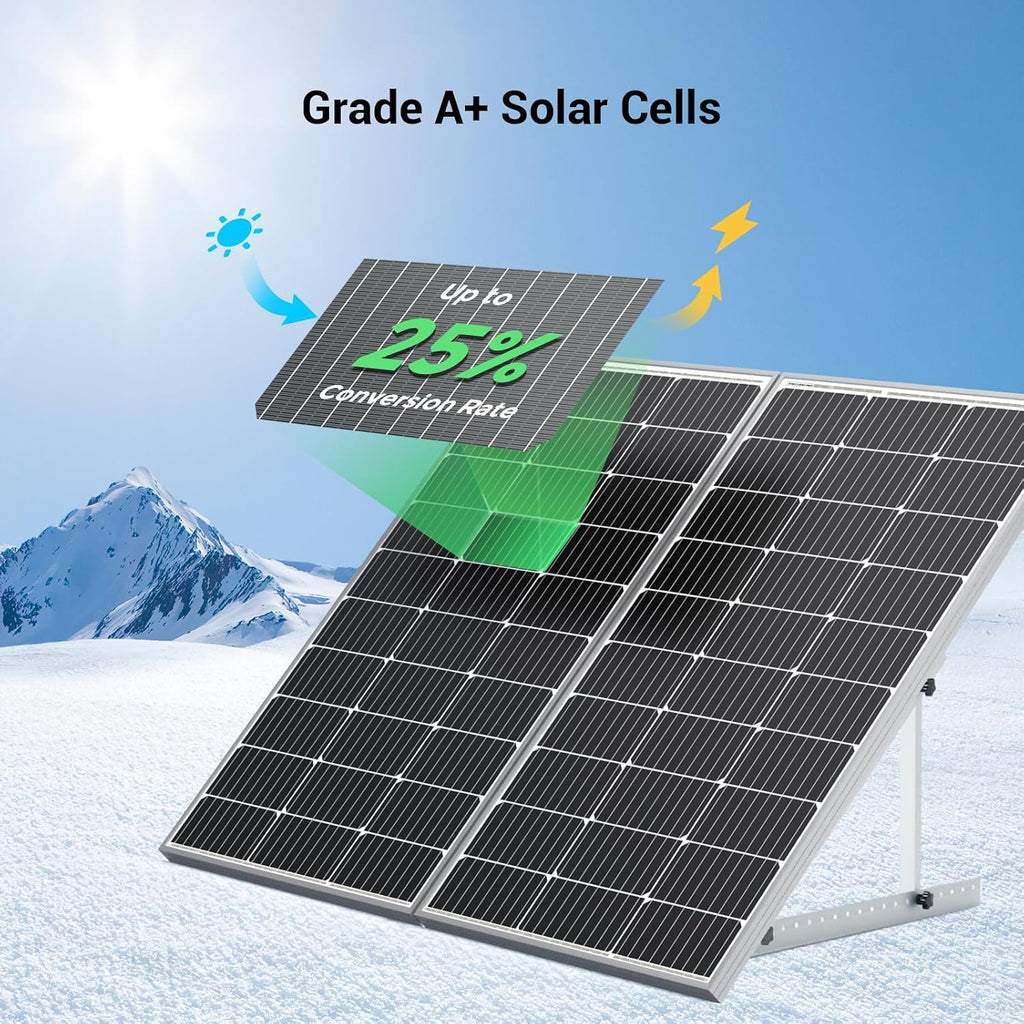 HQST Solar Panel 4pcs 100 Watt 12V Monocrystalline Solar Panel with Solar Connectors, High Efficiency Module PV Power for Battery Charging Boat, Caravan, RV and Any Other Off Grid Applications
