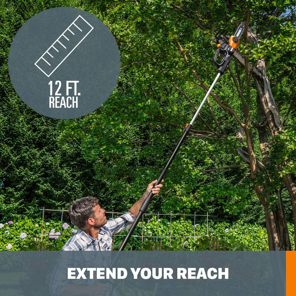 Worx WG323 20V Power Share 10' Cordless Pole/Chain Saw with Auto-Tension (Battery & Charger Included)