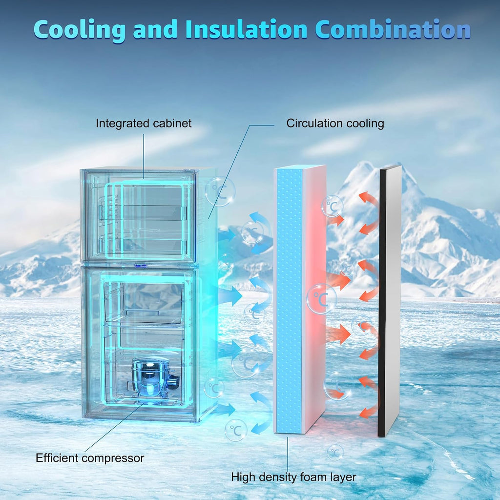 3.8 Cu. Ft Mini Fridge with Freezer, 2 Door Mini Refrigerator with 7 Adjustable Thermostat & Adjustable Glass Shelves, Compact Mini Fridge for Home, Apartment, Office, Silver