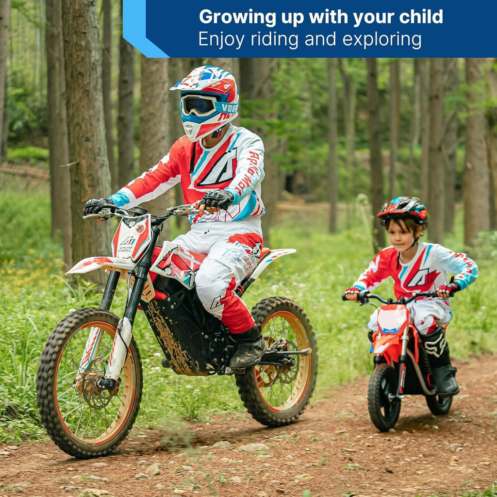 Electric Dirt Bike for Kids 3-7, 200W Powerful Racing Experience Motorcycle, Up to 8.0MPH, 2 Speed Settings, 12-Inch Off-Road Tires, Rear Disc Brakes & Advanced Suspension, Blue