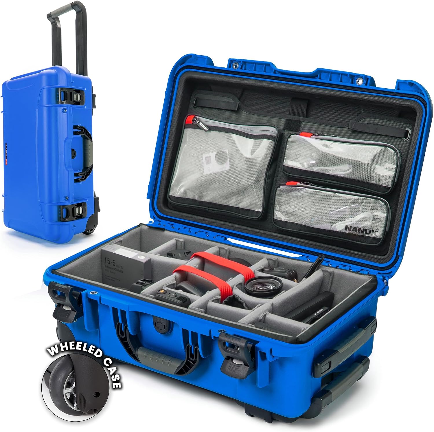 Nanuk 935 Pro Photo Kit – Waterproof Travel Camera Hard Case with Padded Dividers and Wheels, 22' x 14' x 9' - Dustproof and Impact Resistant, Airline Carry-On Approved – Blue