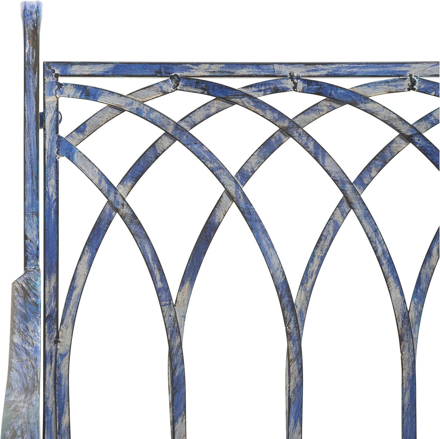 SAFAVIEH Outdoor - Medrano Iron Rocking Chair - Mossy Blue Iron Metal - Vintage Ornate Scrollwork Design - Ideal for Patio, Deck, Porch, Garden, 15' Seat Height (PAT5030C)