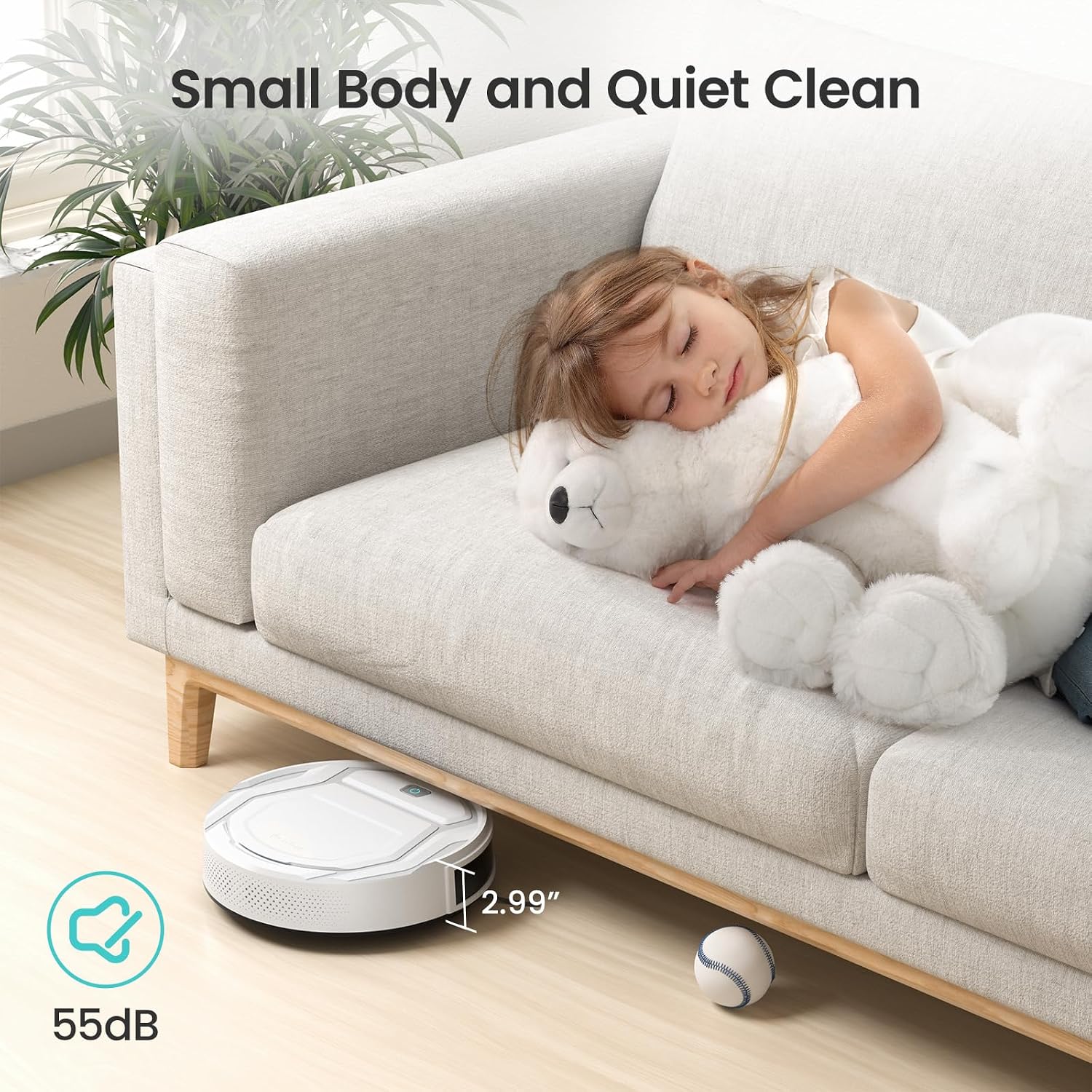 Lefant M210P Robot Vacuum Cleaner, Scheduled Cleaning, Automatic Self-Charging,Deal for Pet Hair,White