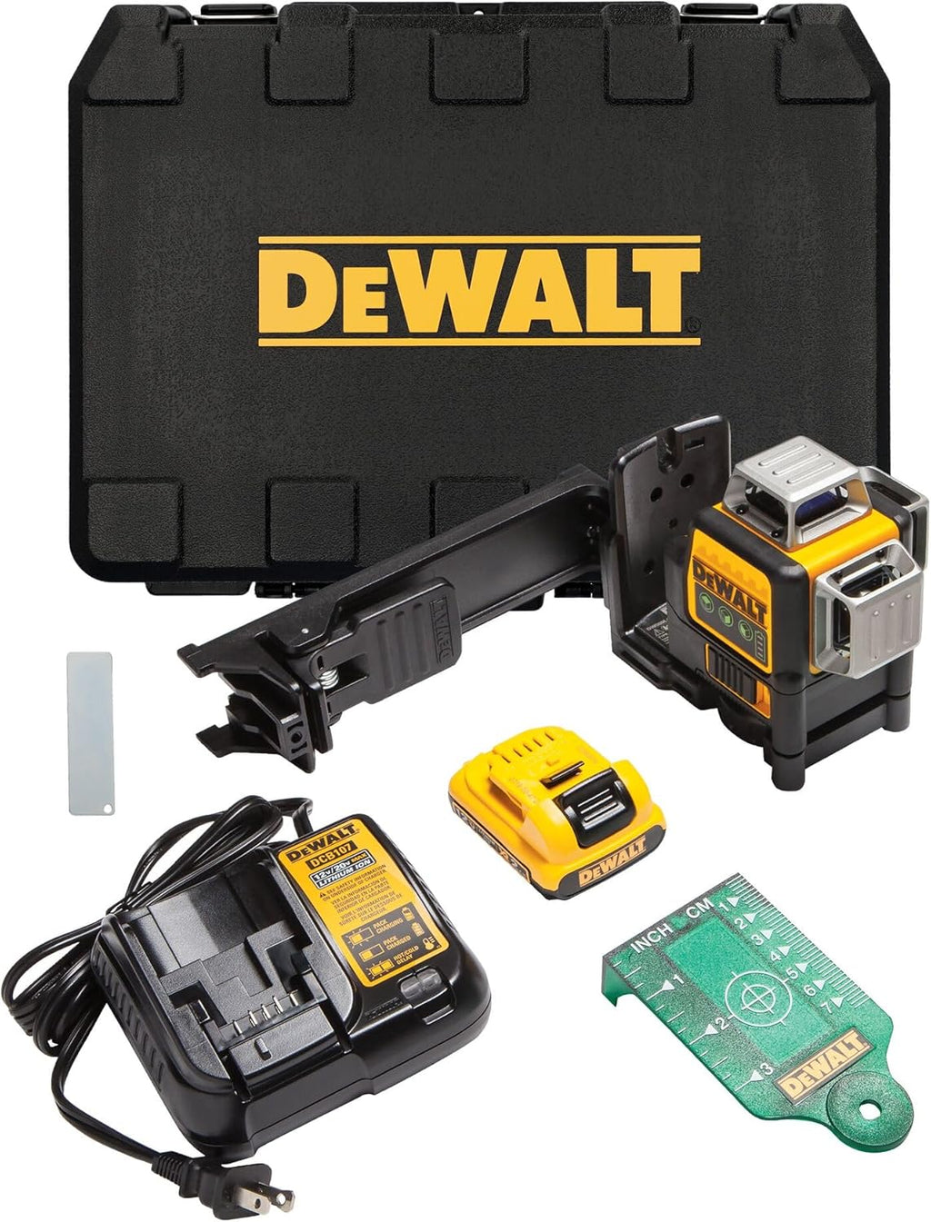 DEWALT Laser Level 360 Self Leveling, 3 Way Green Laser Leveler Tool 12V MAX with 2.0Ah Battery, Charger and Durable Carrying Case, 100 Ft, Tripod Compatible (DW089LG)