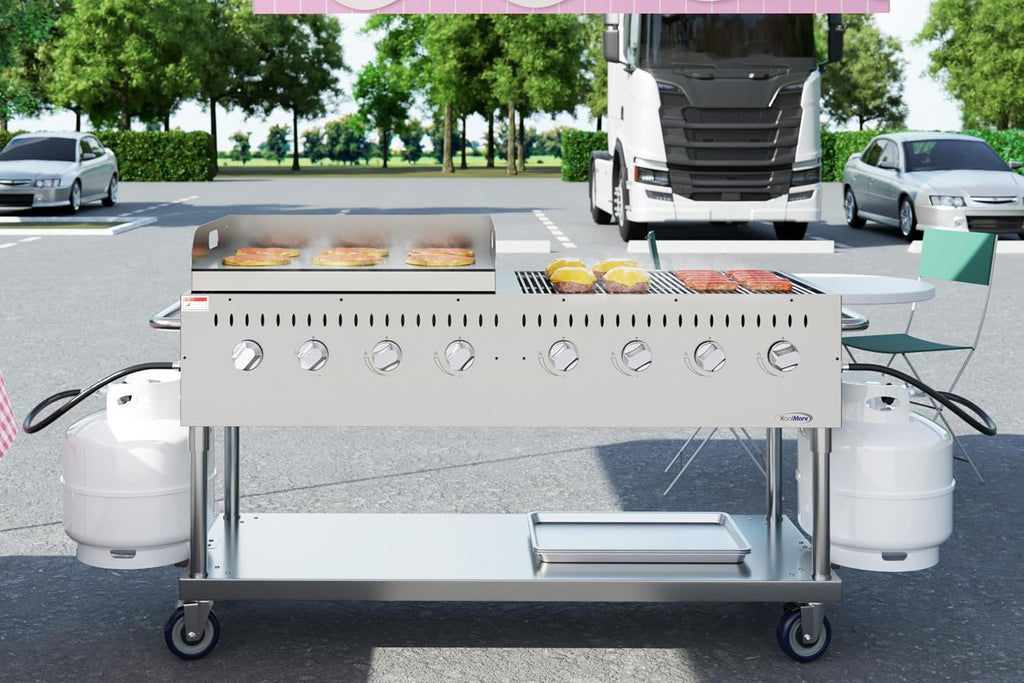 60 in. 8-Burner Commercial Outdoor Propane Gas Grill with 30 in. Griddle in Stainless-Steel, ETL Listed (CGKIT6-G30)