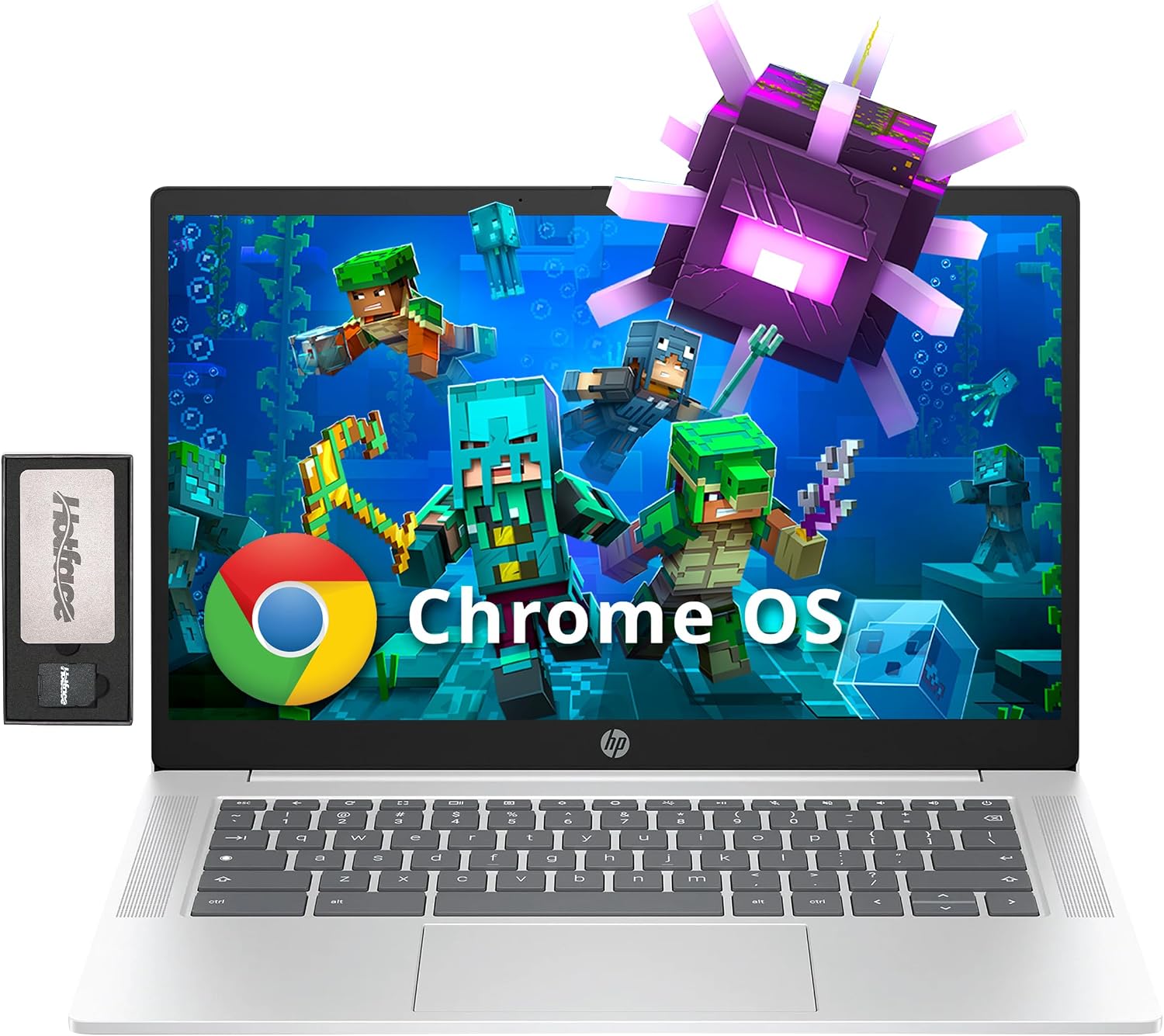 HP 14' HD Anti-Glare Chromebook Laptop, Intel N200 Processor, 4GB LPDDR5, 288GB Storage (128GB eMMC+160GB Docking Station Set), Intel UHD Graphics, Wi-Fi 6, Webcam, Chrome OS, Silver