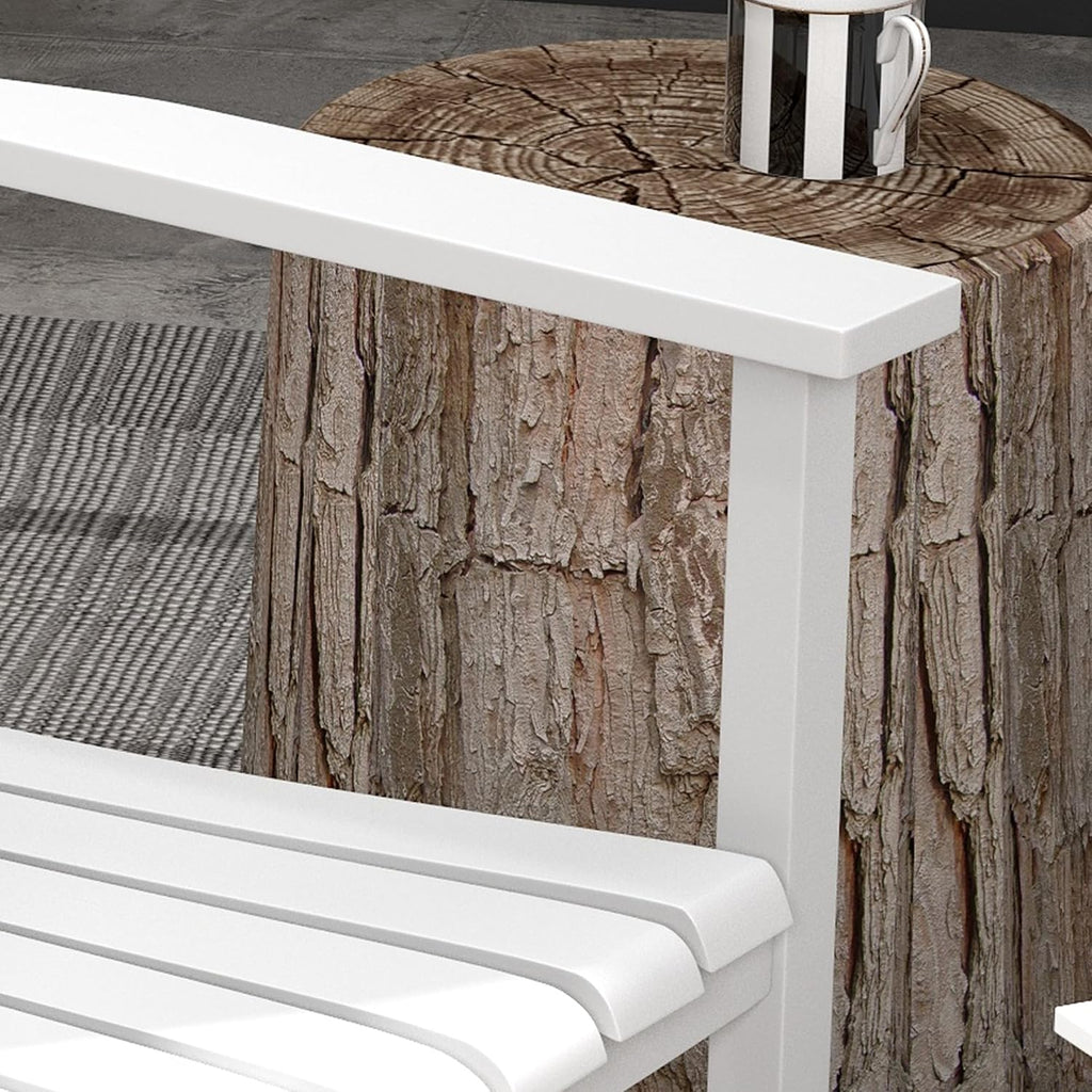 Outsunny Outdoor Rocking Chair Set of 2 with Side Table, Patio Wooden Rocking Chair with Smooth Armrests, High Back for Garden, Balcony, Porch, Supports Up to 352 lbs, White
