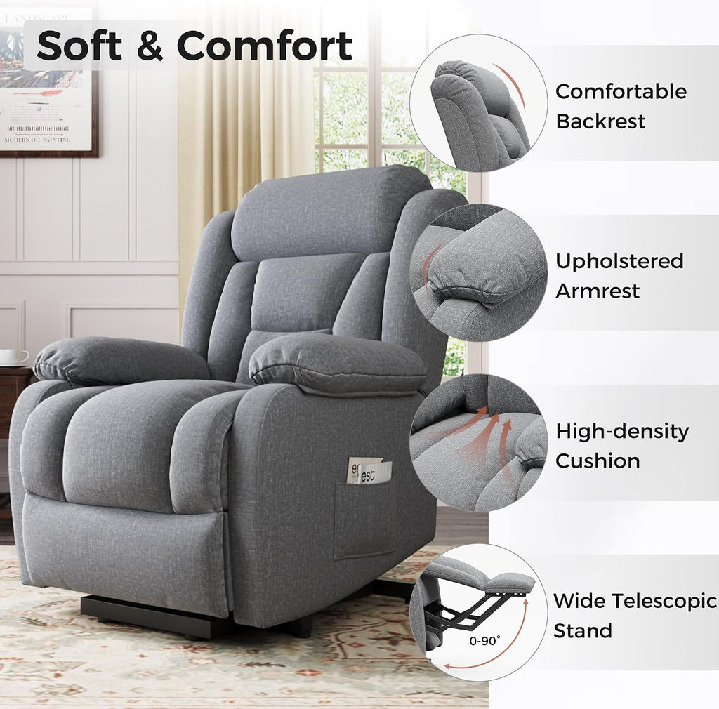 Amopatio Power Lift Recliner Chairs for Elderly Upgraded Living Room Reclining Chairs Indoor Lounge Chairs Single Sofa with Side Pockets and Remote Control for Bedroom