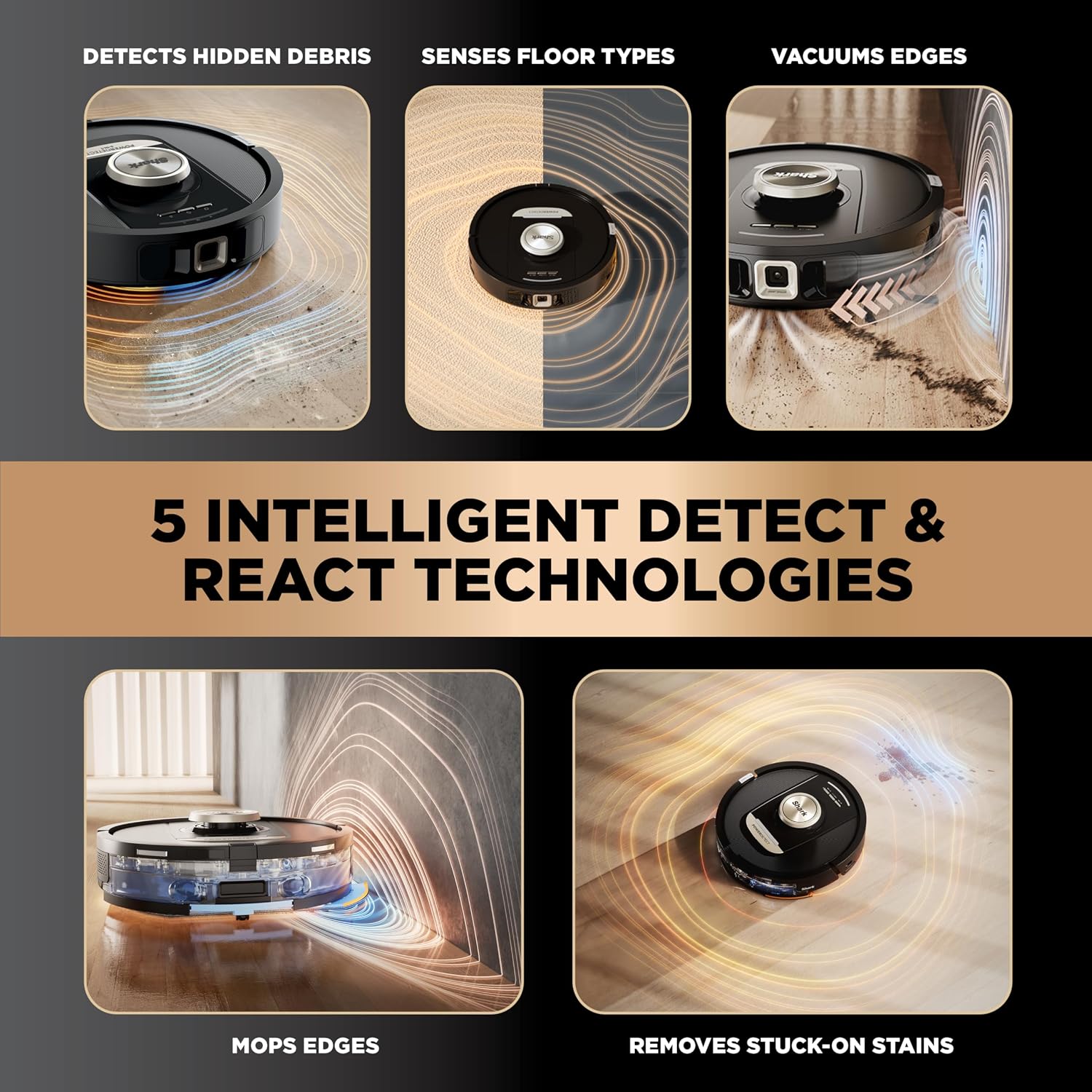 Shark Robot Vacuum & Mop Combo, PowerDetect NeverTouch Pro, Self-Emptying, Self-Refill with Self-Clean Pad Wash & Dry, 60-Day Debris Capacity, 30-Day Refill Tank, 5 PowerDetect Technologies, RV2820ZE