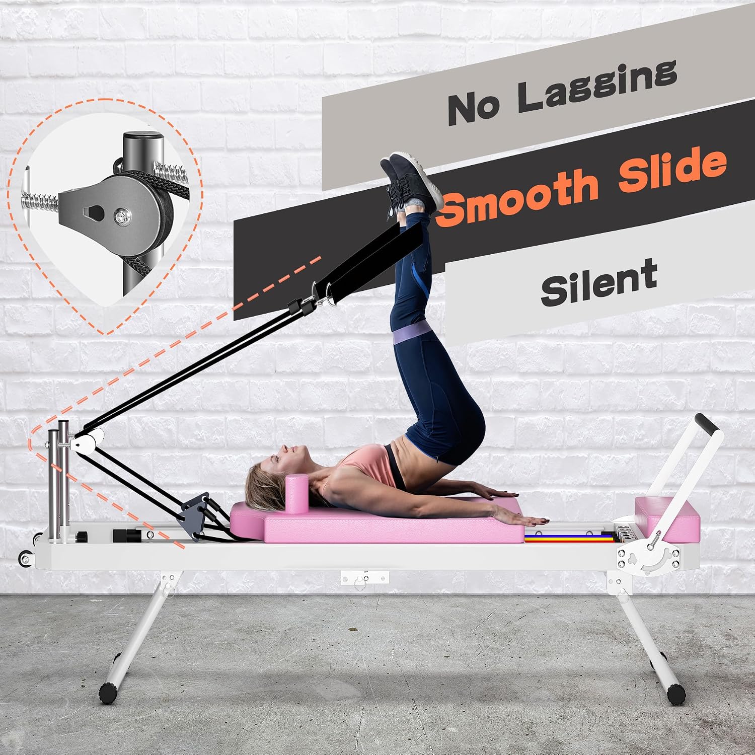 sogesfurniture Foldable Pilates Reformer for Home Gym, Pilates Machine with Dual Resistance Suitable for Advanced and Beginners, Adjustable Pilates Fitness Workout Equipment for Full Body Training