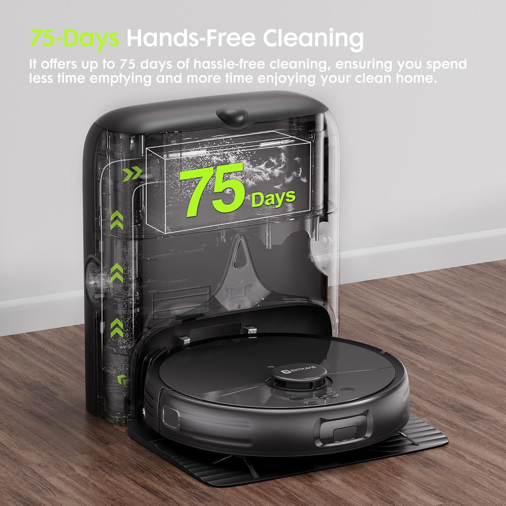 Robot Vacuum and Mop, V5 Tangle Cutter Technology for Pet Hair, 8500Pa Suction, Self Emptying Station for 75 Days, LDS Navigation, Pet Laser, Robotic Vacuums Cleaner for Floors, APP & Voice Control