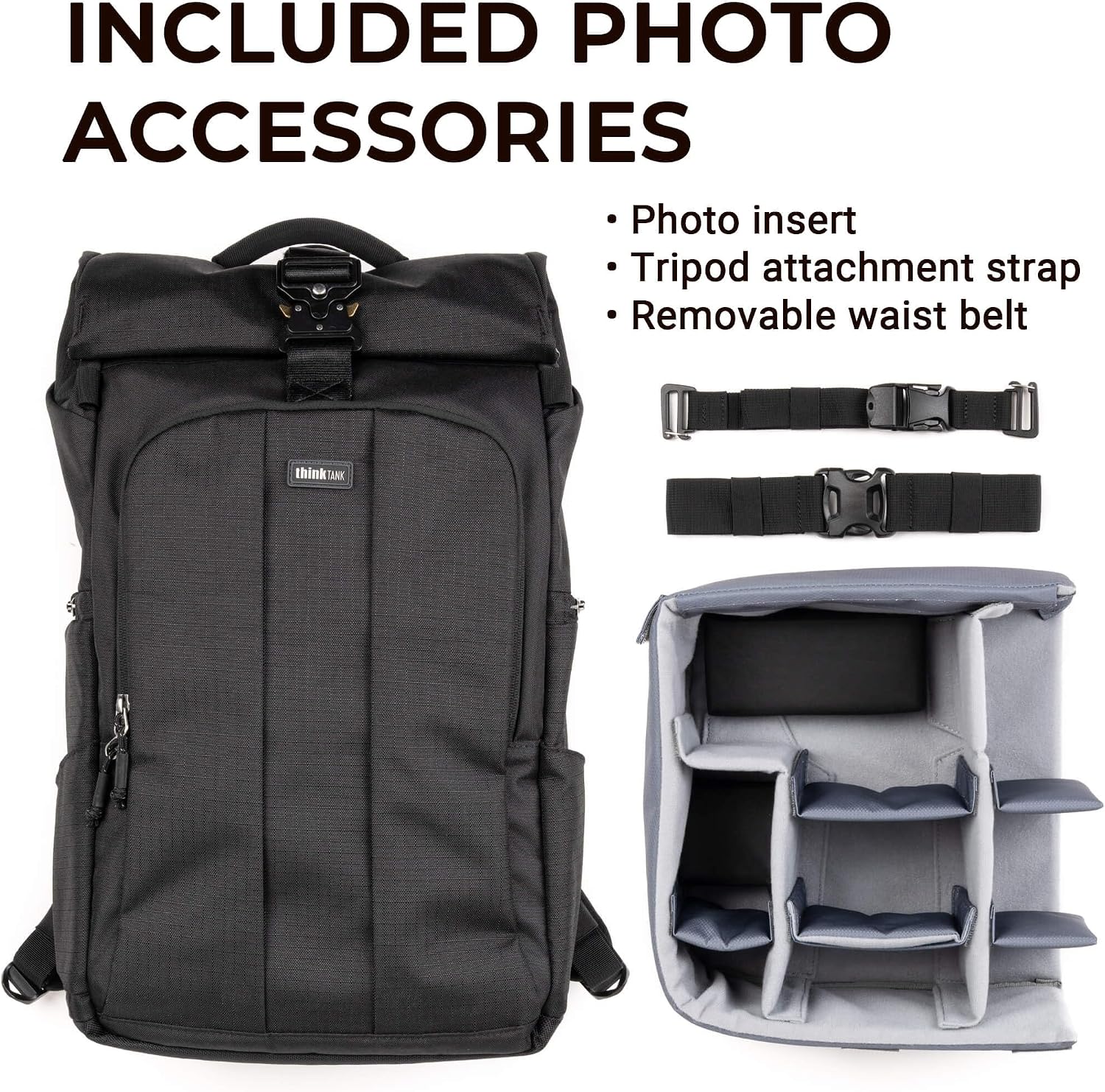 Think Tank FocusPoint 30L RollTop Camera Backpack - Golden Hour: Expandable Travel & Camera Backpack with Laptop Sleeve, Quick Side and Back Access, Rain Cover – Versatile Photography & Travel Bag