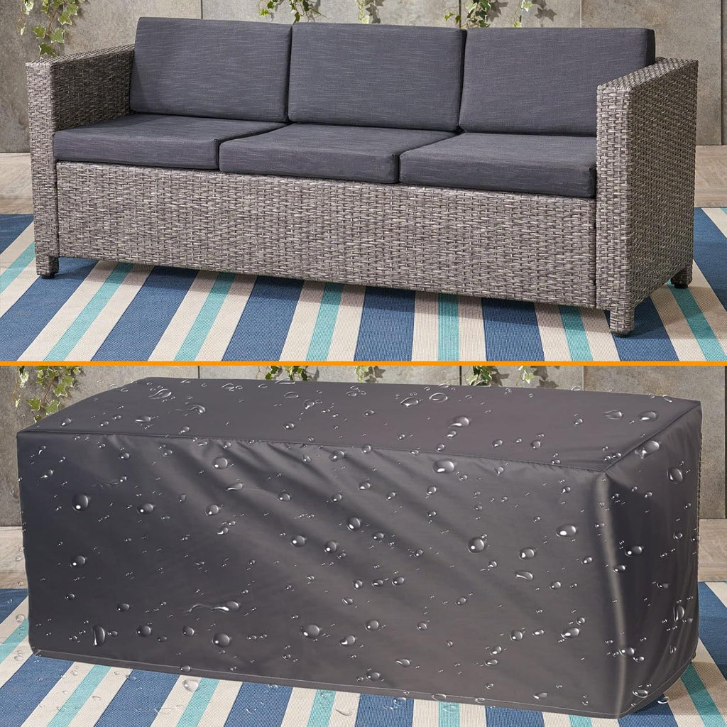 YSUEFIJO Garden Furniture Covers Waterproof Outdoor 138x102x28in Garden Table Cover Patio Furniture Cover Rectangle Square for Sofa Dining Table and Chairs 420d Oxford Fabric Dark Grey