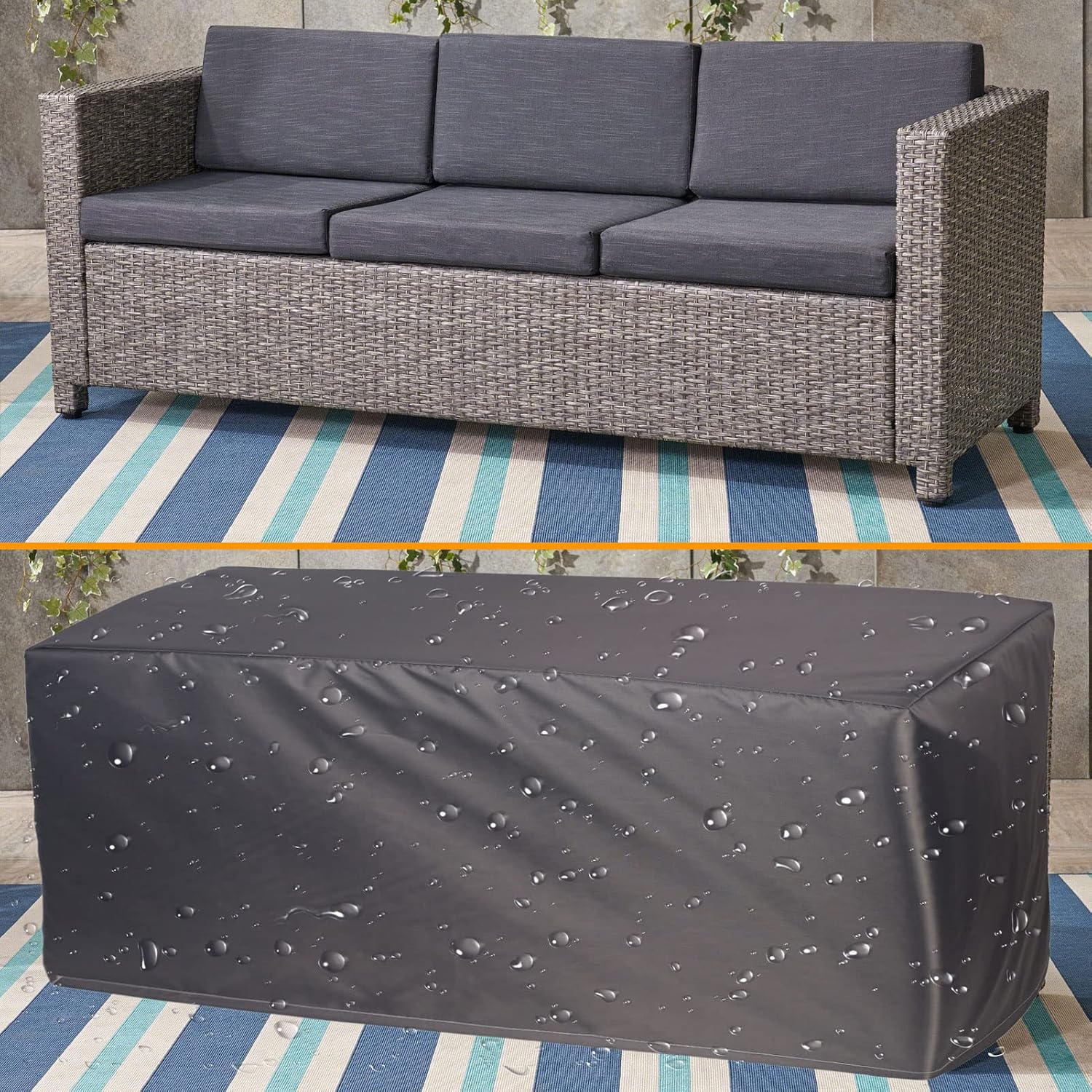 YSUEFIJO Garden Furniture Covers Waterproof Outdoor 138x102x28in Garden Table Cover Patio Furniture Cover Rectangle Square for Sofa Dining Table and Chairs 420d Oxford Fabric Dark Grey