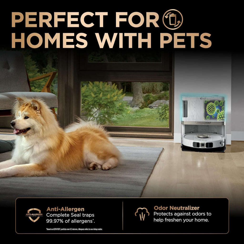 Shark Robot Vacuum & Mop Combo, PowerDetect NeverTouch Pro, Self-Emptying, Self-Refill with Self-Clean Pad Wash & Dry, 60-Day Debris Capacity, 30-Day Refill Tank, 5 Technologies, White, AV2810ZEWH