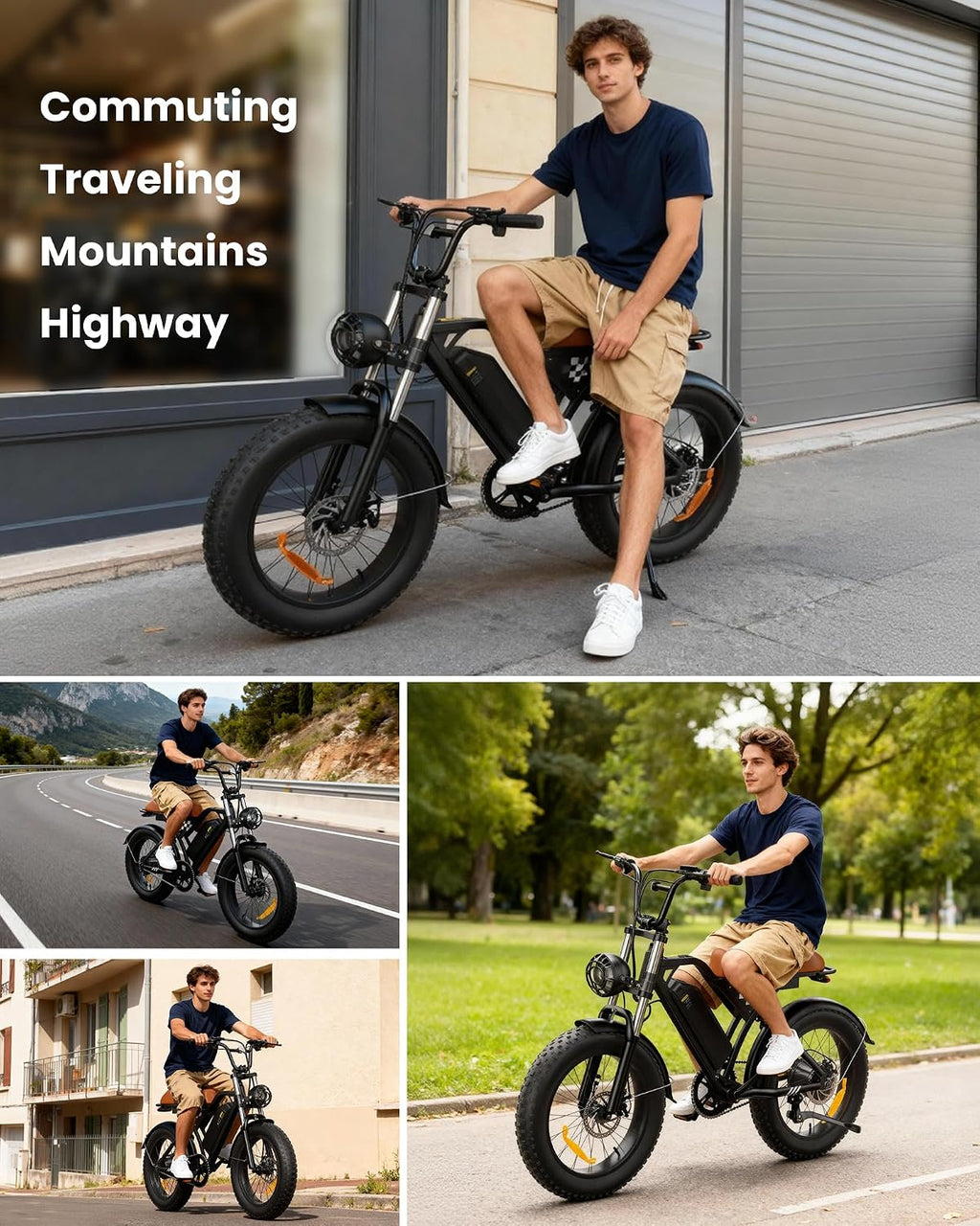 Electric Bike for Adults Teens, 1500/1000W Peak Motor Retro Electric Dirt Bike 55 Miles Pas Range, 20/16' Fat Tire 20MPH Full Suspension Banana Seat Ebikes with Pump, All-Terrain